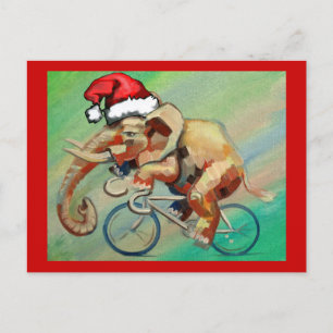 Hipster Elephant For X-Mas Holiday Postcard