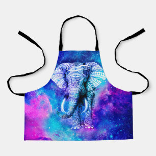 Hipster Elephant Nebula Space Apron