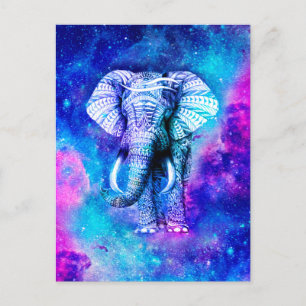Hipster Elephant Nebula Space Postcard