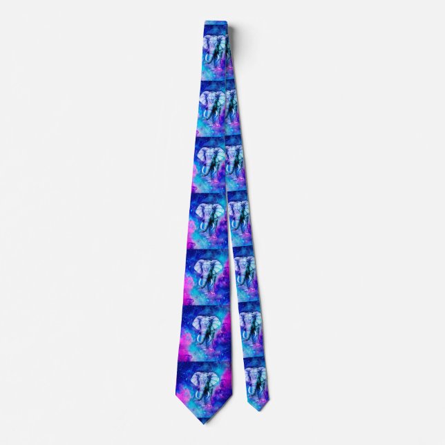 Hipster Elephant Nebula Space Tie (Front)