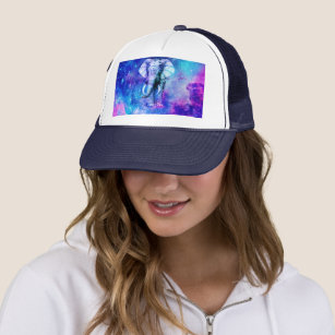Hipster Elephant Nebula Space Trucker Hat