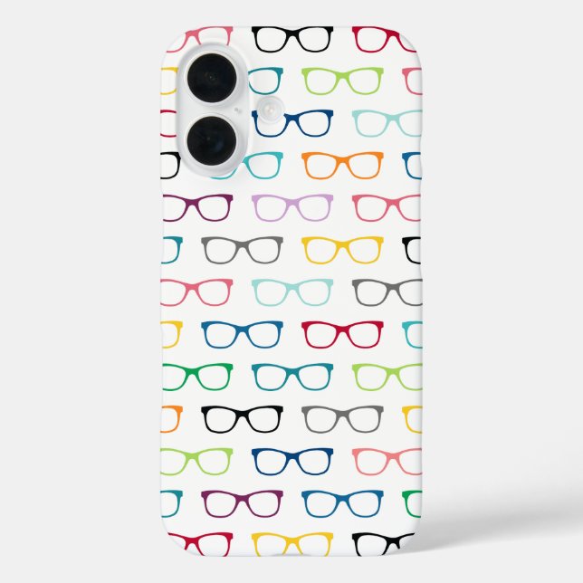 Hipster Eye Glasses Pattern Cute Colourful White Case-Mate iPhone Case (Back)