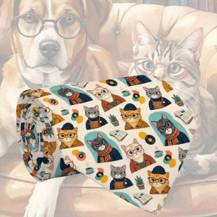 Hipster Faux Silk Stylish Cats Gentleman's Tie