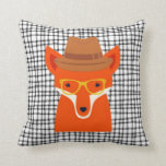 hipster fox hipsta animal cushion pillow<br><div class="desc">hipster fox hipsta animal cushion pillow. On a stylish tweed look background in greys and white this fun and funky hipster monkey adds a cheeky ironic touch to your home décor to any room. Fashionable and cute these statement piece cushions and pillows make a great contemporary new home gift. Add...</div>