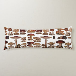 hipster french botanical print vintage mushrooms body cushion