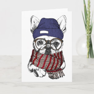 Hipster French Bull Dog Card