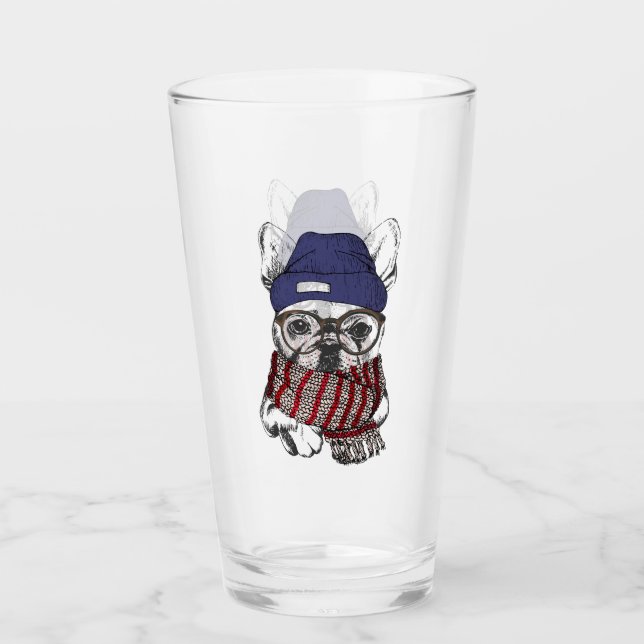 Hipster French Bull Dog Glass (Front)