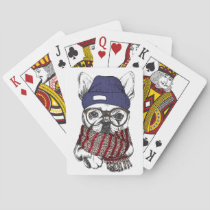 Hipster French Bull Dog Playing Cards
