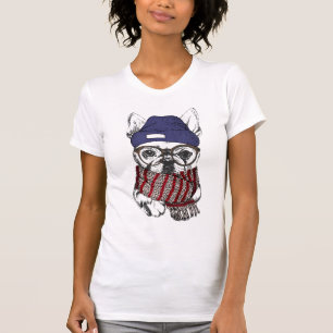 Hipster French Bull Dog T-Shirt