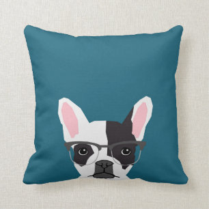 Hipster Frenchie with Glasses - French BullDog Cushion