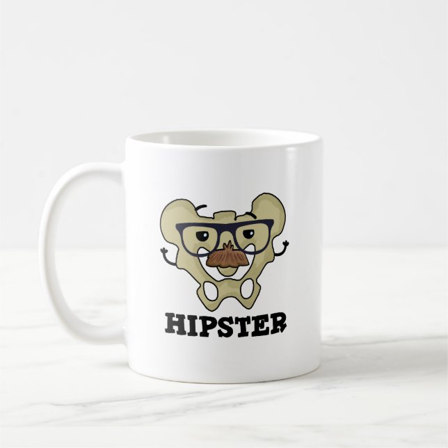 Hipster Funny Hip Bone Anatomy Pun Coffee Mug (Left)