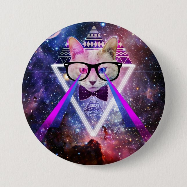 Hipster galaxy cat 7.5 cm round badge (Front)