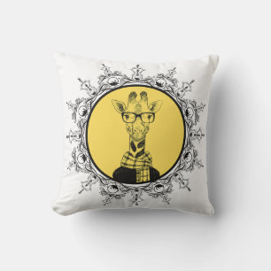 Hipster Geek Giraffe Funny Cushion