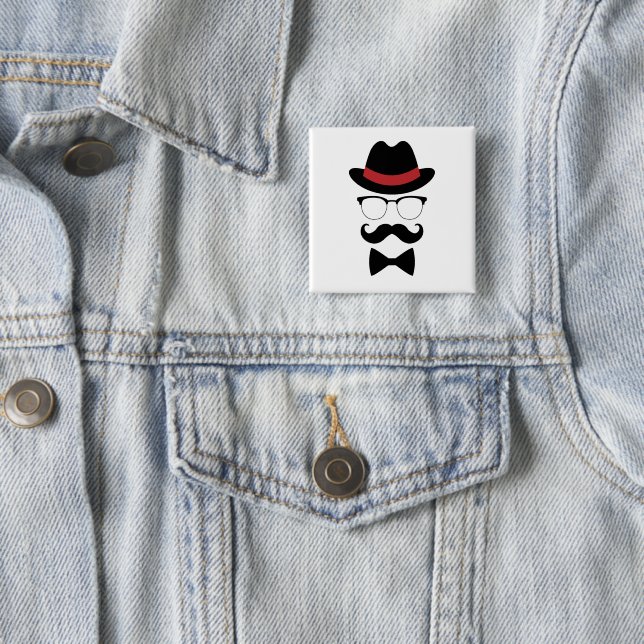 Hipster Gentleman Elements 15 Cm Square Badge (In Situ)
