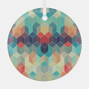 Hipster geometric cubes: retro mosaic background. glass tree decoration