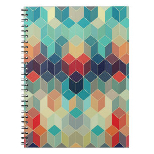 Hipster geometric cubes: retro mosaic background. notebook