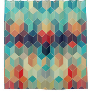 Hipster geometric cubes: retro mosaic background. shower curtain