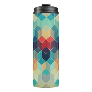 Hipster geometric cubes: retro mosaic background. thermal tumbler