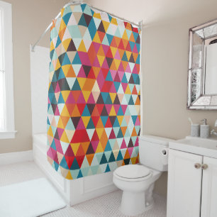 Hipster Geometric Triangle Pattern - Summer Colour Shower Curtain