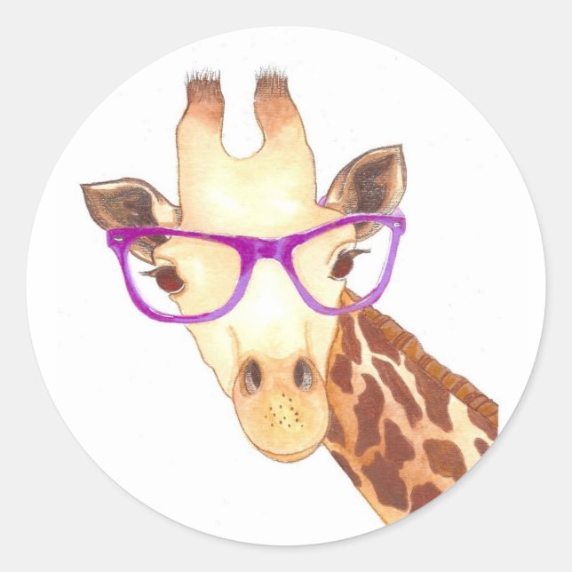 Hipster Giraffe Sticker (Front)