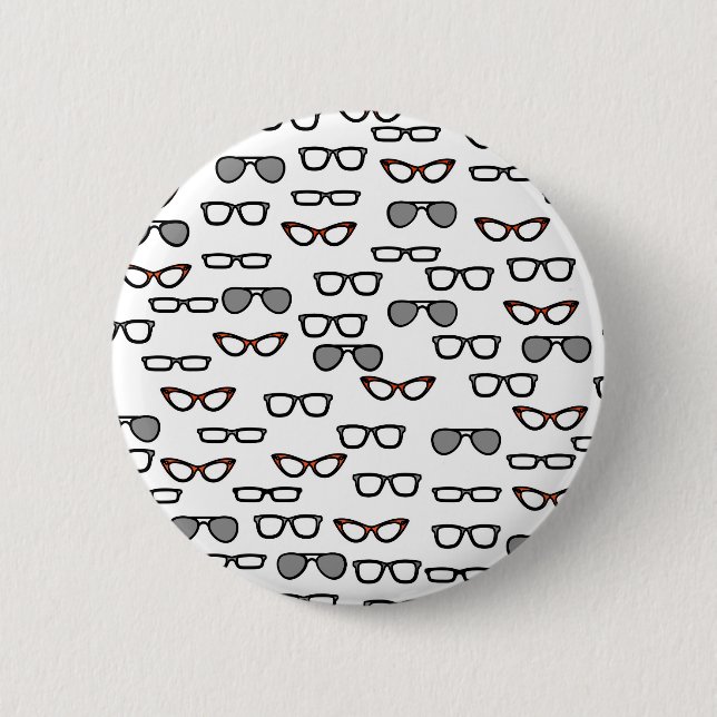 Hipster glasses 6 cm round badge (Front)