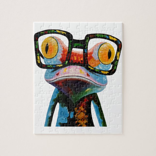 Hipster Glasses Frog Jigsaw Puzzle (Vertical)
