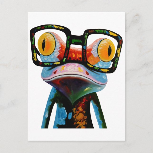 Hipster Glasses Frog Postcard (Front)