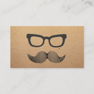 Hipster Glasses & Moustache Rustic Kraft Calling Card