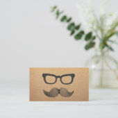 Hipster Glasses & Moustache Rustic Kraft Calling Card (Standing Front)