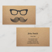 Hipster Glasses & Moustache Rustic Kraft Calling Card (Front/Back)