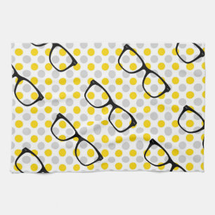 Hipster Glasses Polka Dot Kitchen Towel