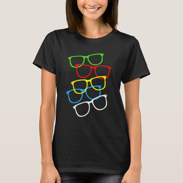 Hipster Glasses Print Optometrist Eyeglass Opticia T-Shirt (Front)