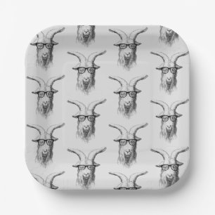 Hipster Goat Hello Handsome Paper Plate