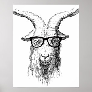 Hipster Goat Poster