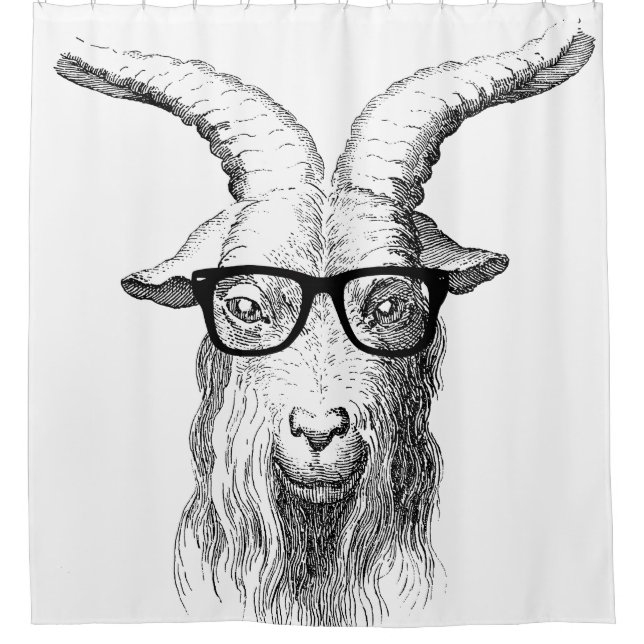 Hipster Goat Shower Curtain (Front)
