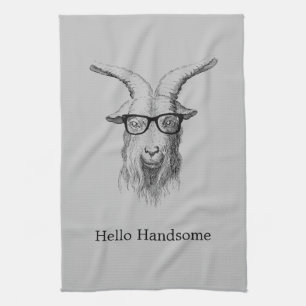 Hipster Goat  Tea Towel
