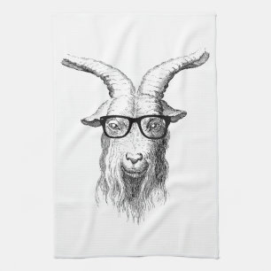 Hipster Goat Tea Towel