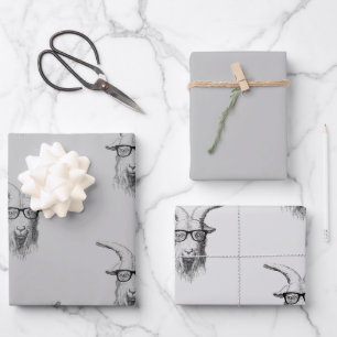 Hipster Goat Wrapping Paper Sheet