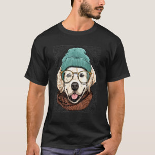 Hipster Golden Retriever Animal Wearing Sunglasses T-Shirt
