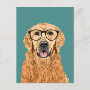 Hipster Golden Retriever Postcard