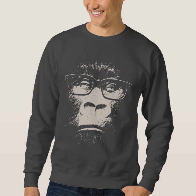 Hipster Gorilla With Glasses Sweatshirt (Front)