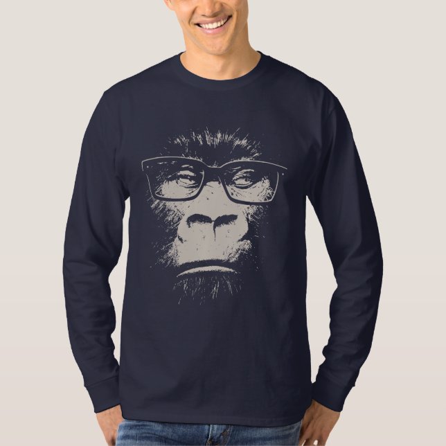 Hipster Gorilla With Glasses T-Shirt (Front)