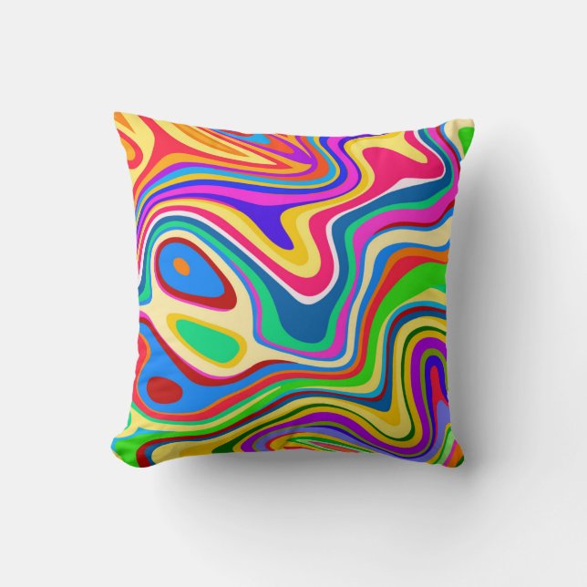 Hipster Groovy Retro Rainbow Surface Pattern  Cushion (Front)