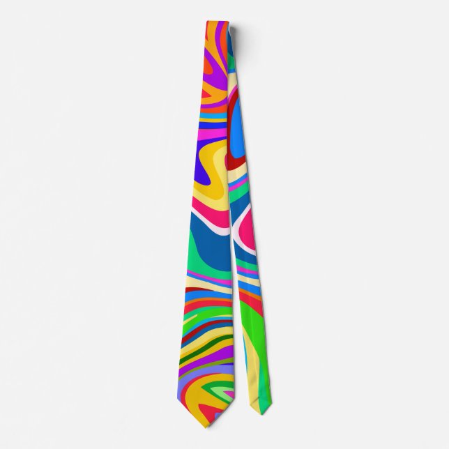 Hipster Groovy Retro Rainbow Surface Pattern  Tie (Front)
