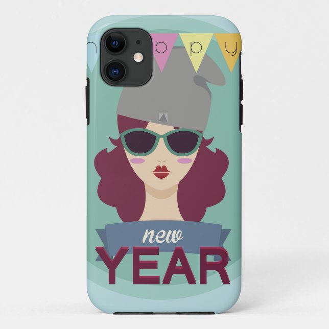 hipster happy new year Case-Mate iPhone case (Back)
