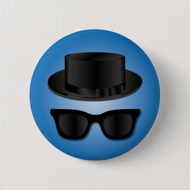 Hipster Hat and Glasses 6 Cm Round Badge (Front)