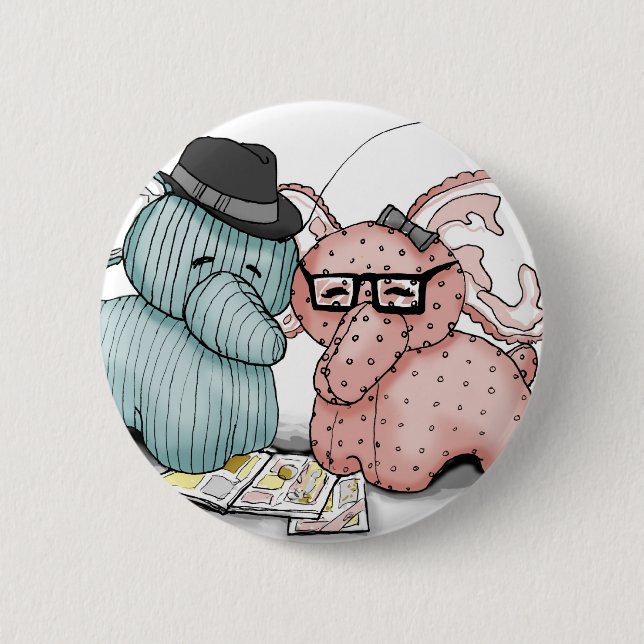 Hipster Hellephant Couple 6 Cm Round Badge (Front)