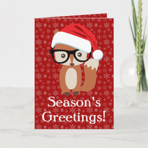 Hipster Holiday Fox Glasses Cute Animal Christmas