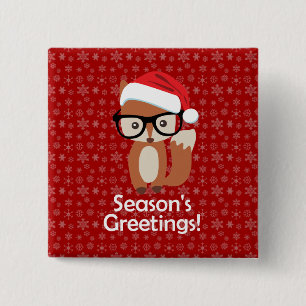 Hipster Holiday Fox Glasses Cute Animal Christmas 15 Cm Square Badge