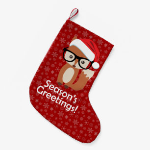 Hipster Holiday Fox Glasses Cute Animal Christmas Small Christmas Stocking